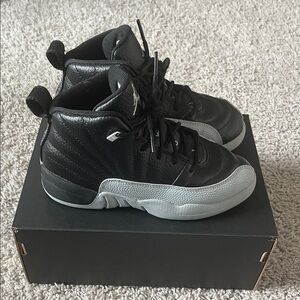 Jordan 12 - Kids Black and Gray Sneakers